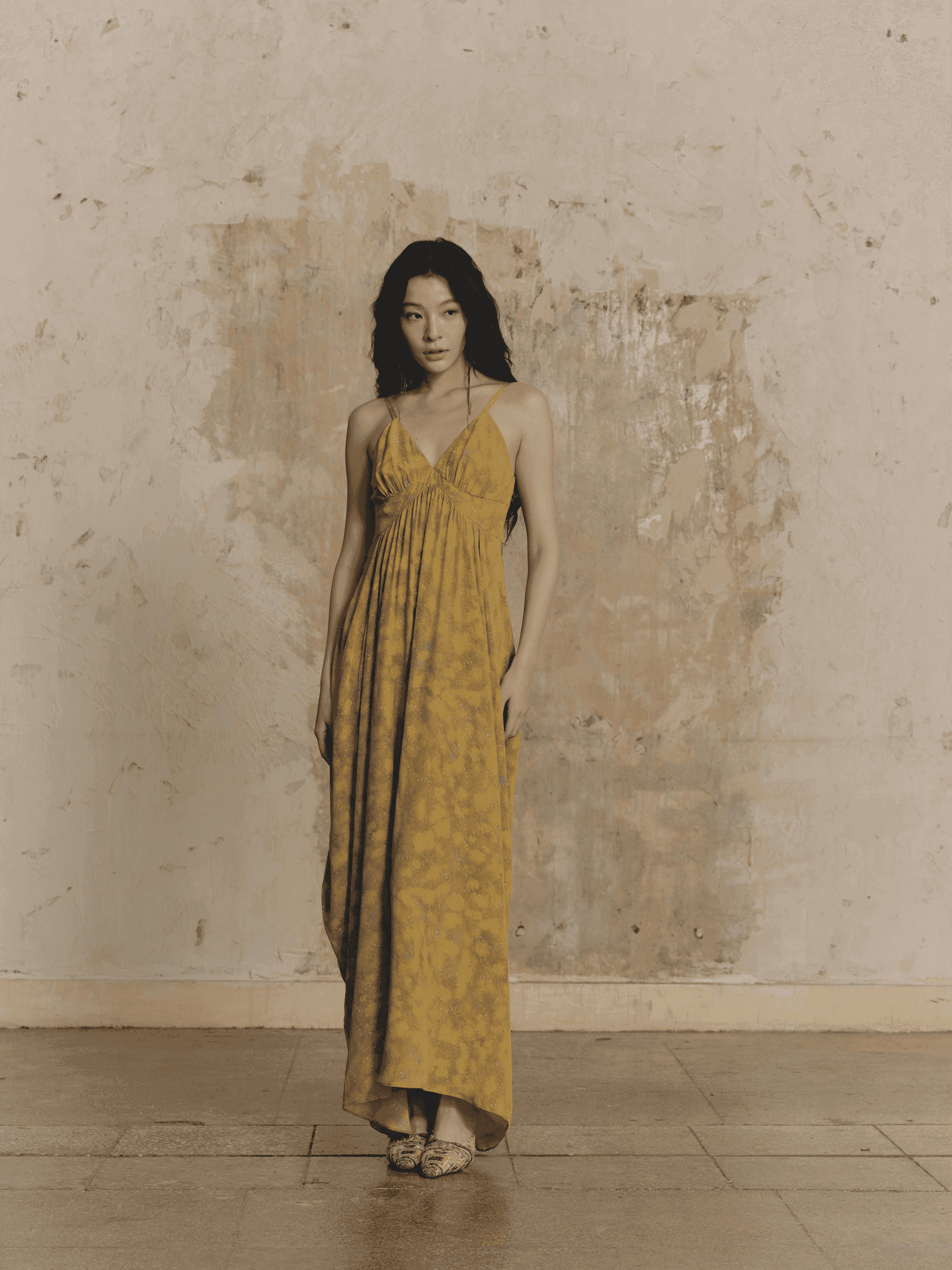 Daytime Fireworks high-waist flowing skirt — elevated proportion with graceful drape in natural silk