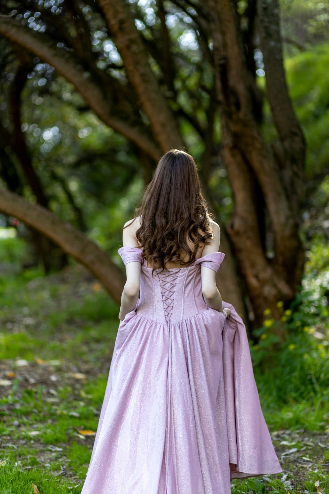 Nine Orchids collection - flowing silk dress in orchid-lavender tones