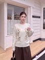SXYSC02005# Autumn/Winter New Cashmere Wool Silk Blend Round Neck Heavy Beaded Knit Sweater