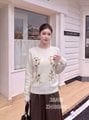 SXYSC02005# Autumn/Winter New Cashmere Wool Silk Blend Round Neck Heavy Beaded Knit Sweater