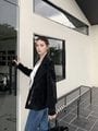 ZBM133C#秋款上新大翻领仿麂皮斜拉链机车短外套(两色)